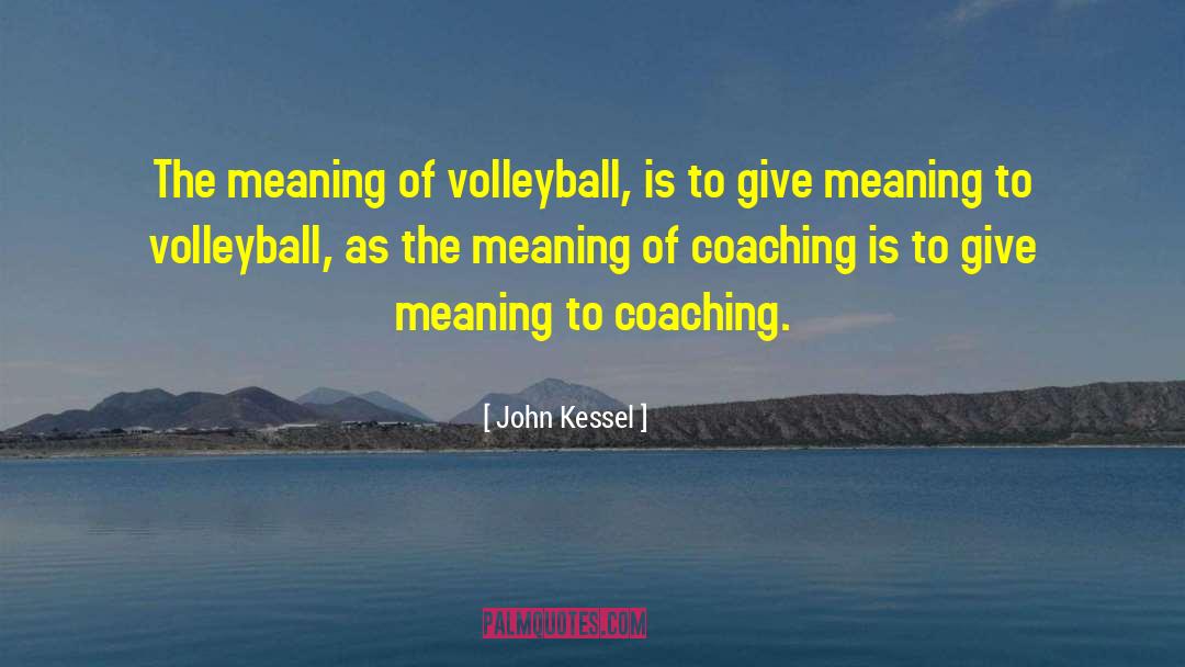John Kessel Quotes: The meaning of volleyball, is