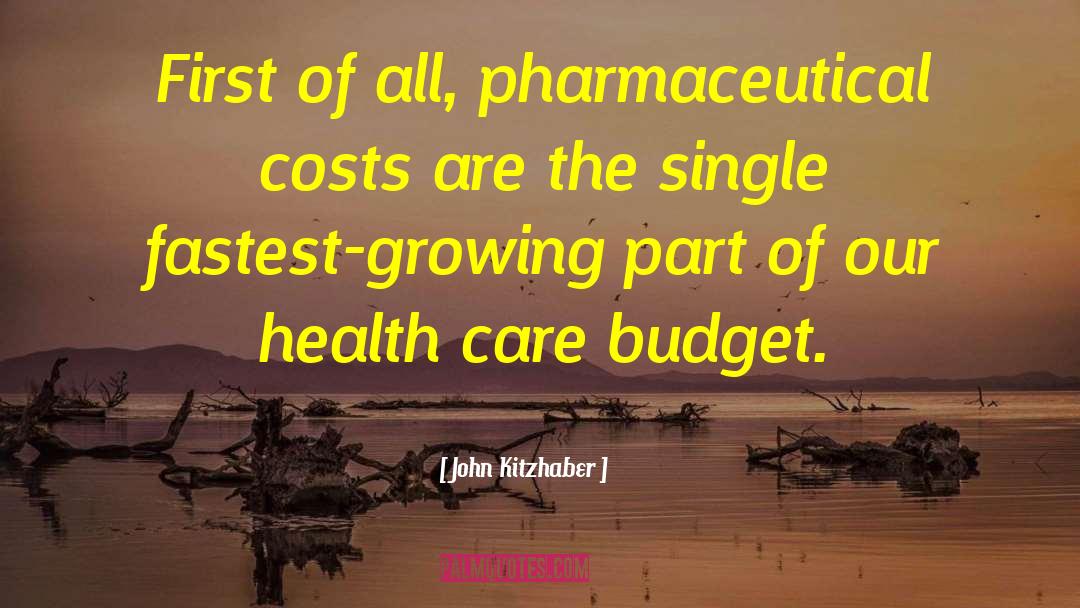 John Kitzhaber Quotes: First of all, pharmaceutical costs