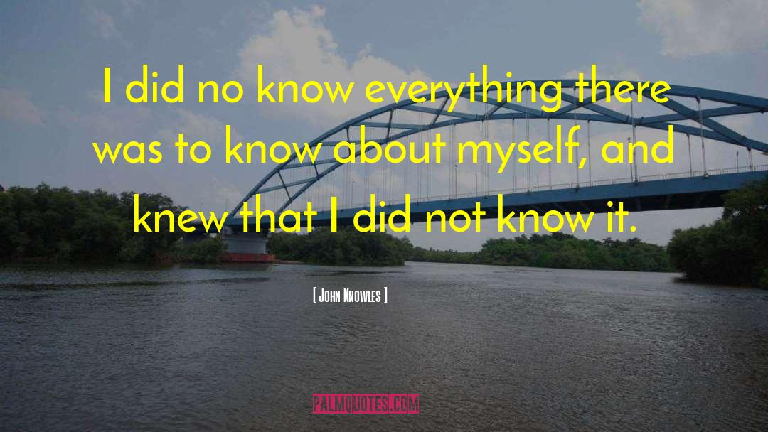 John Knowles Quotes: I did no know everything