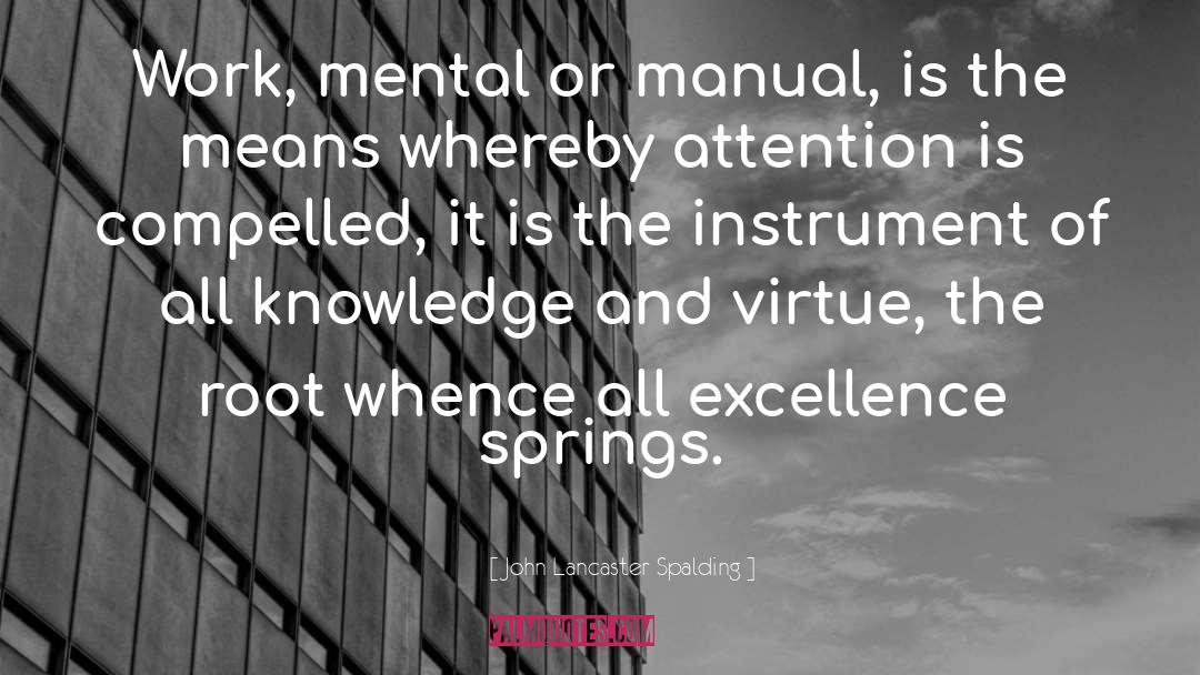 John Lancaster Spalding Quotes: Work, mental or manual, is