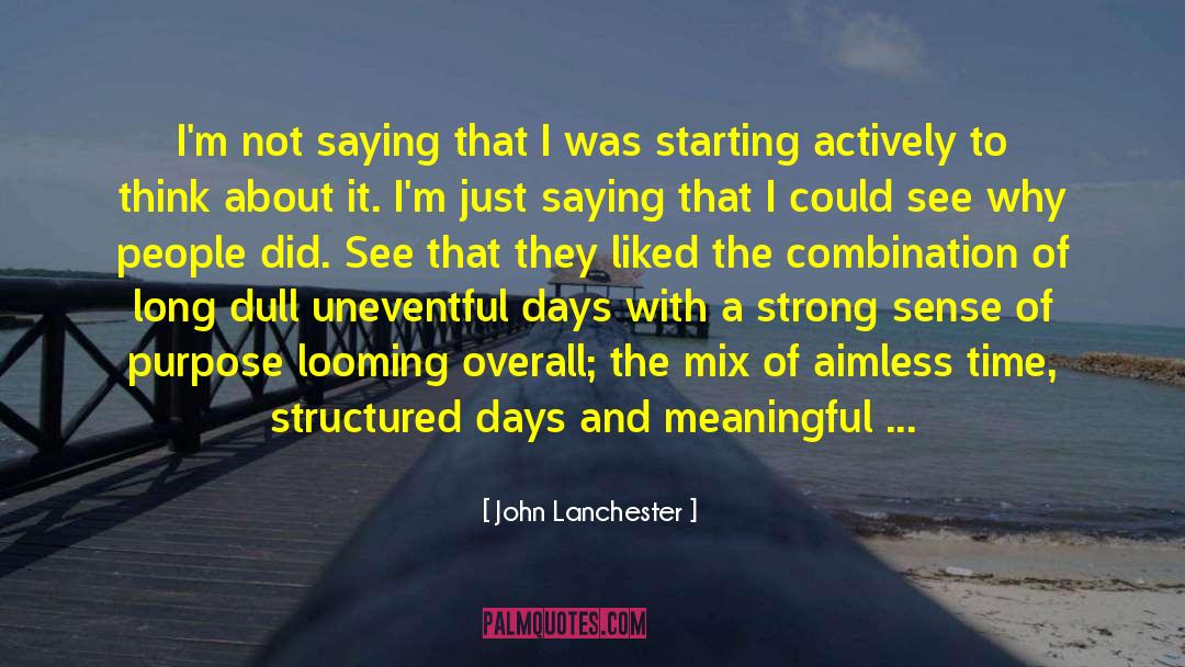 John Lanchester Quotes: I'm not saying that I
