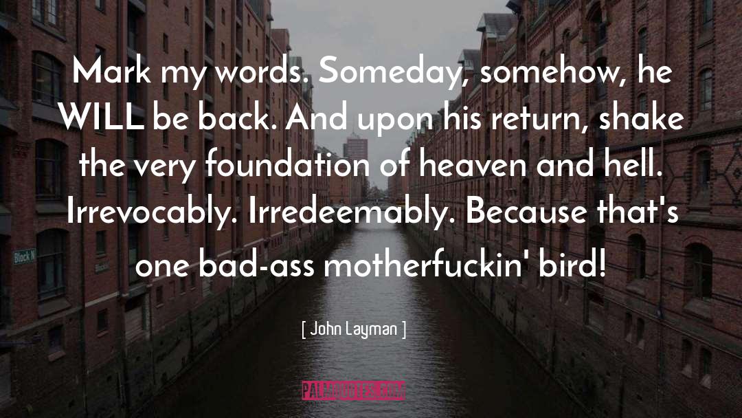 John Layman Quotes: Mark my words. Someday, somehow,