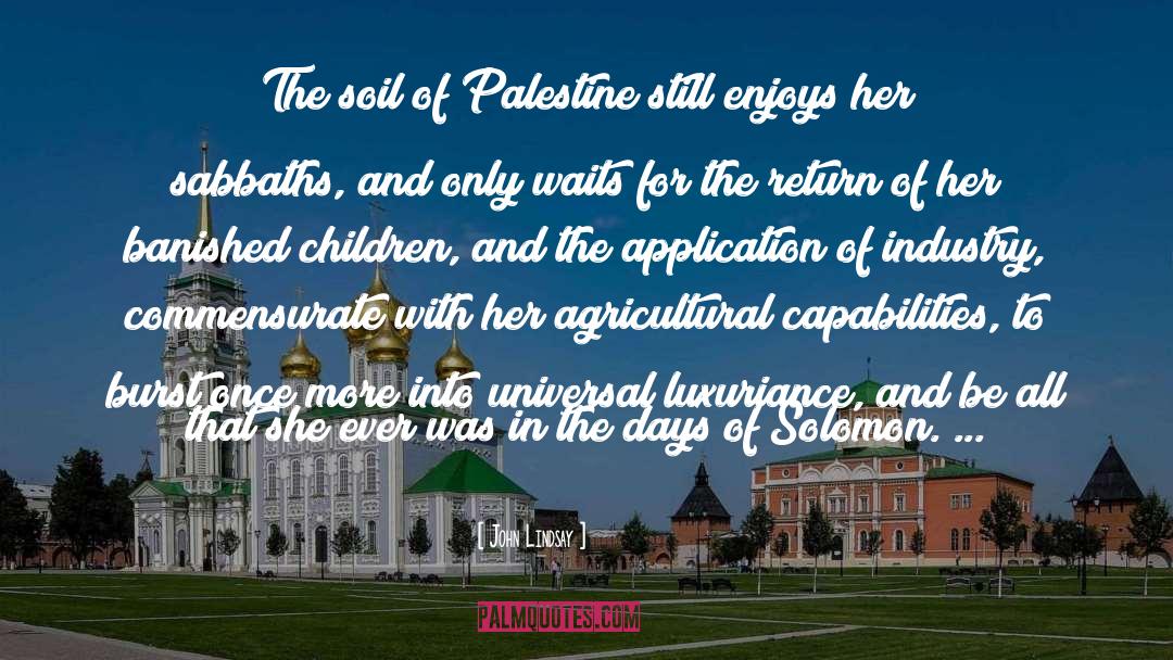 John Lindsay Quotes: The soil of Palestine still