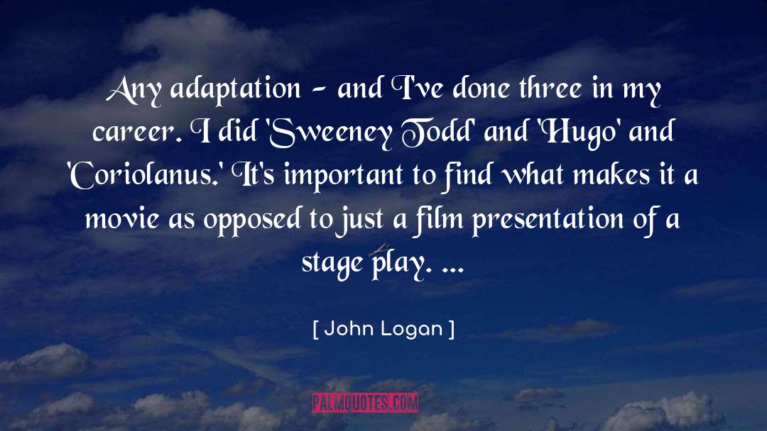 John Logan Quotes: Any adaptation - and I've