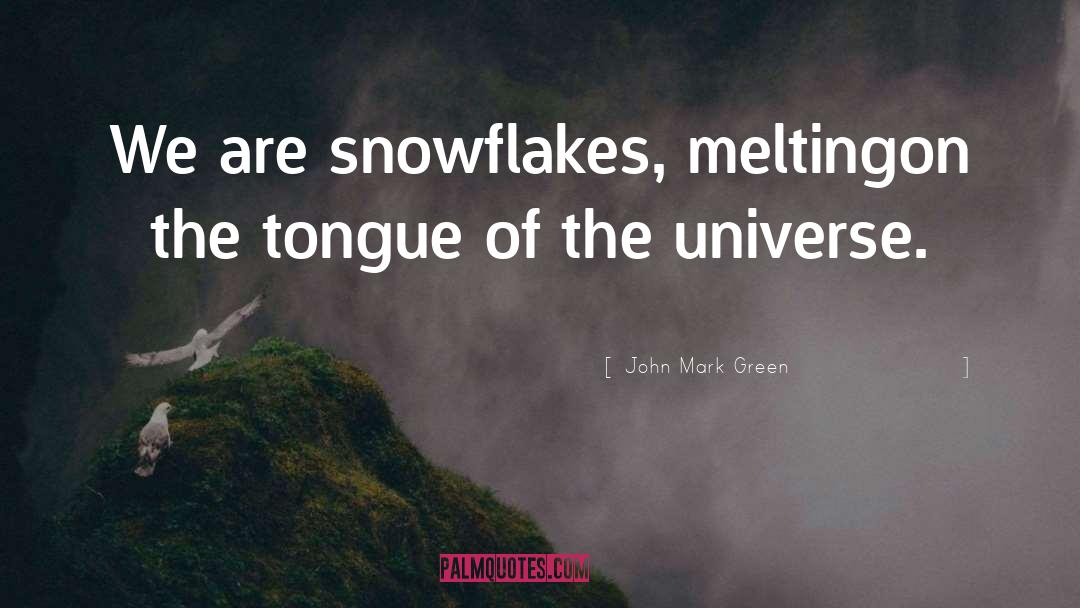 John Mark Green Quotes: We are snowflakes, melting<br />on