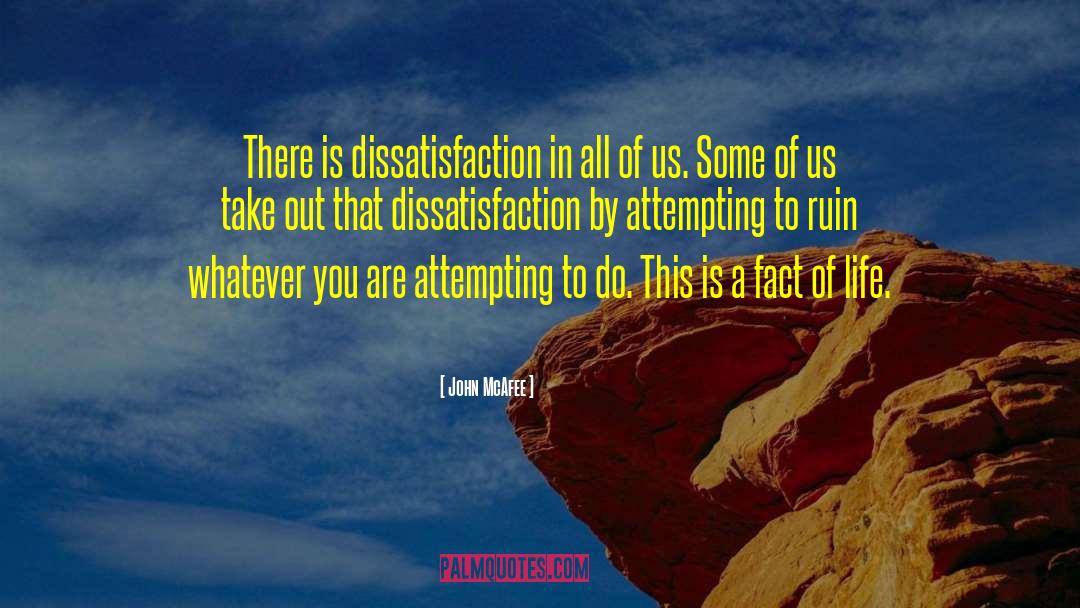 John McAfee Quotes: There is dissatisfaction in all
