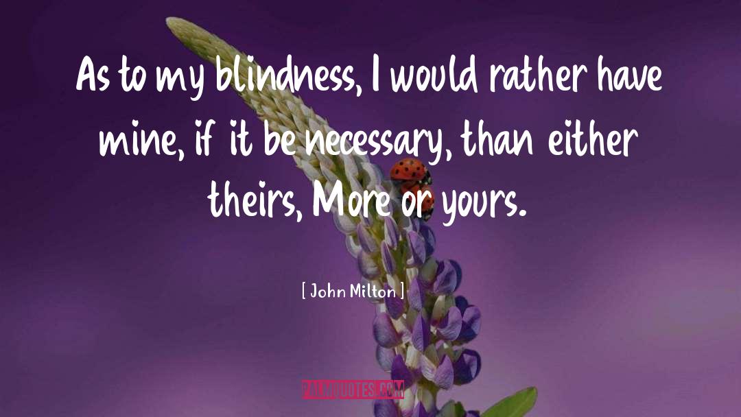 John Milton Quotes: As to my blindness, I