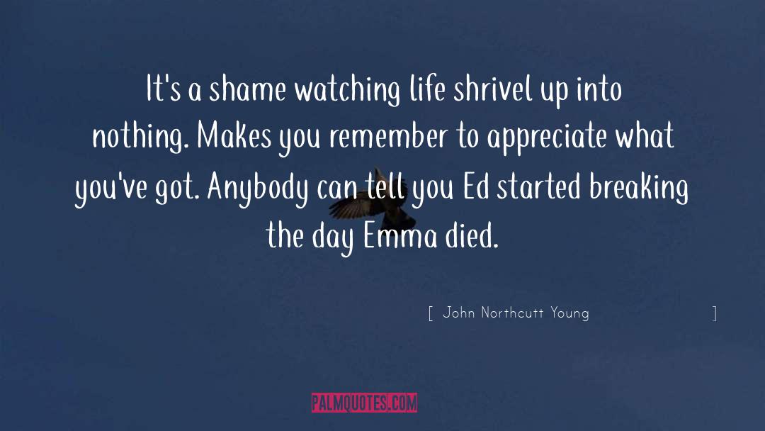 John Northcutt Young Quotes: It's a shame watching life