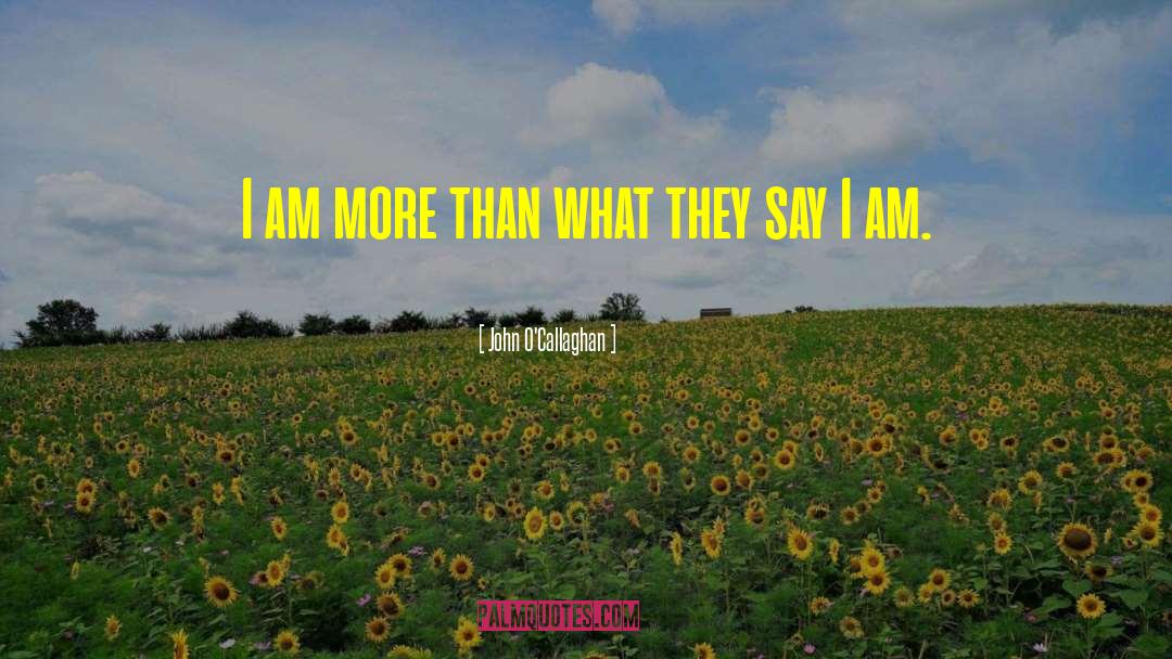 John O'Callaghan Quotes: I am more than what