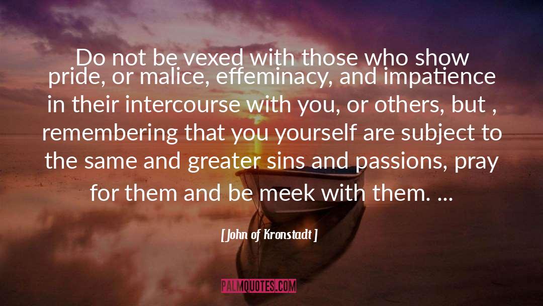 John Of Kronstadt Quotes: Do not be vexed with