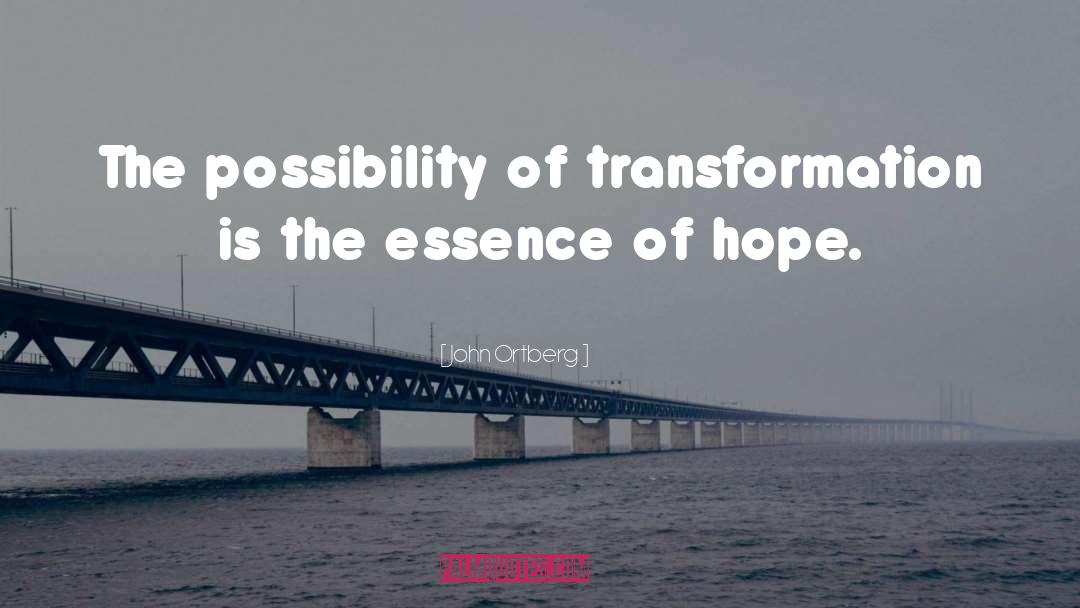 John Ortberg Quotes: The possibility of transformation is