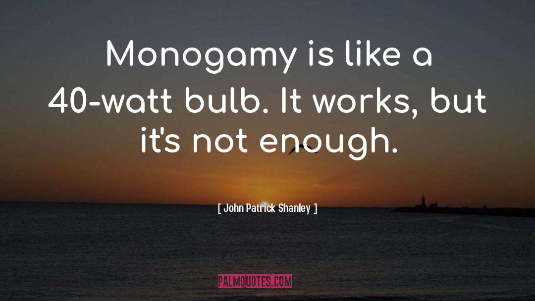 John Patrick Shanley Quotes: Monogamy is like a 40-watt