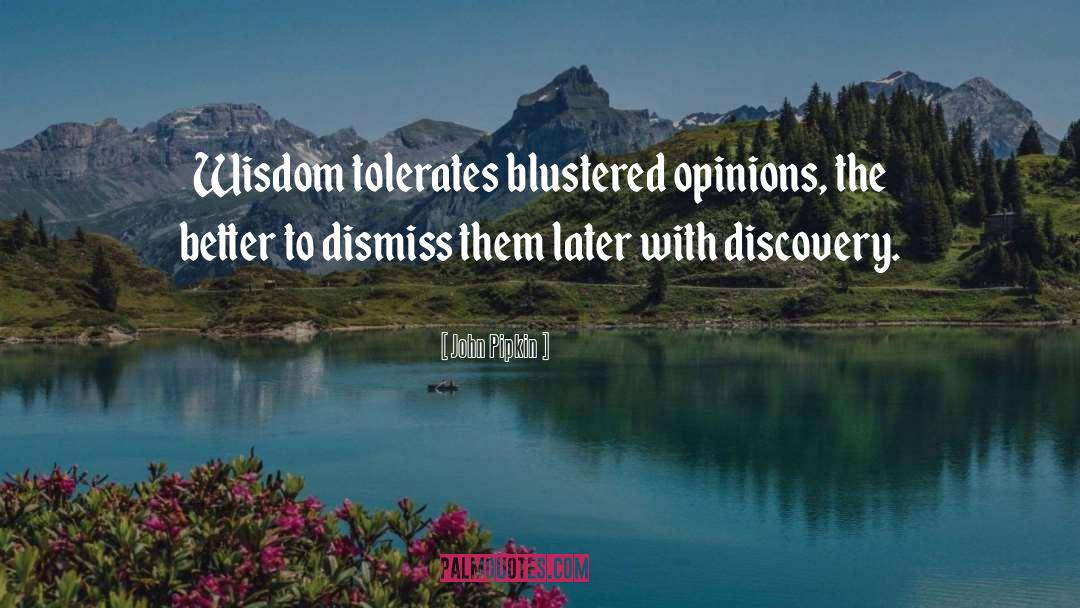 John Pipkin Quotes: Wisdom tolerates blustered opinions, the