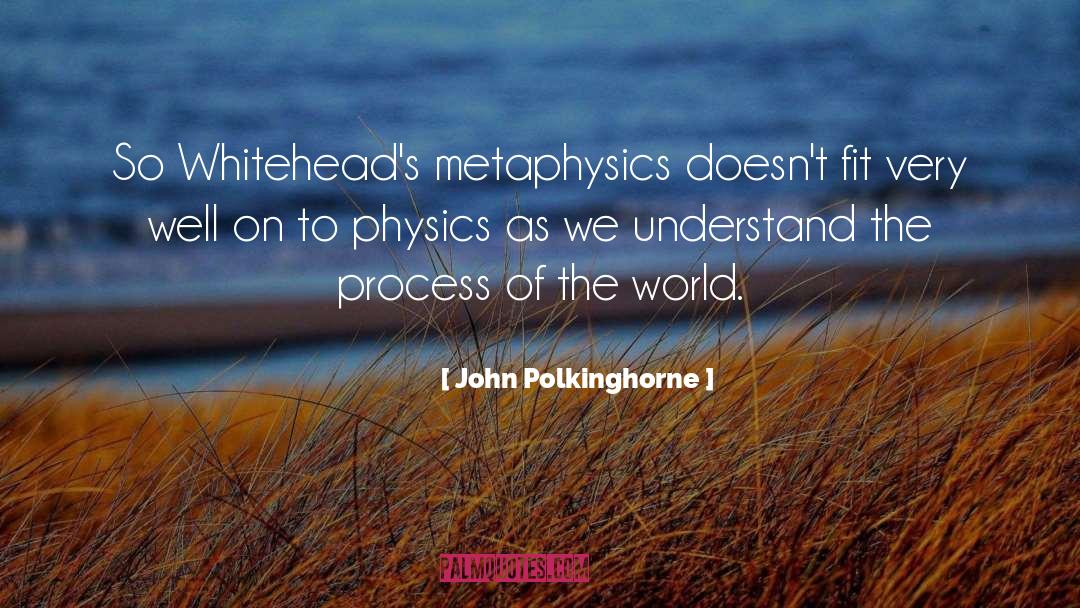 John Polkinghorne Quotes: So Whitehead's metaphysics doesn't fit
