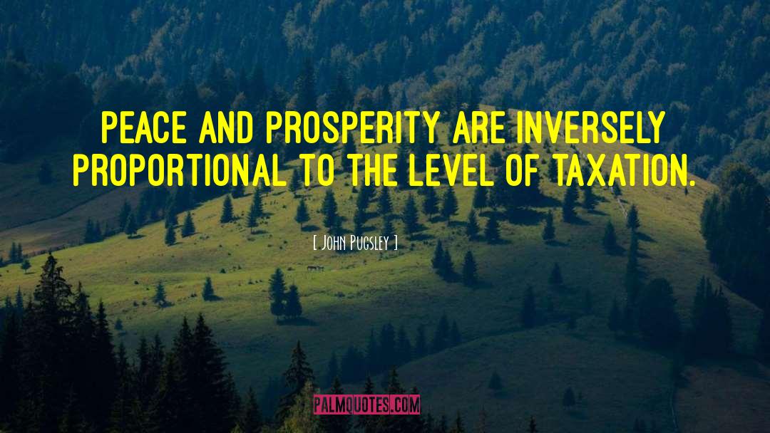 John Pugsley Quotes: Peace and prosperity are inversely