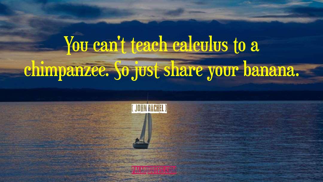 John Rachel Quotes: You can't teach calculus to