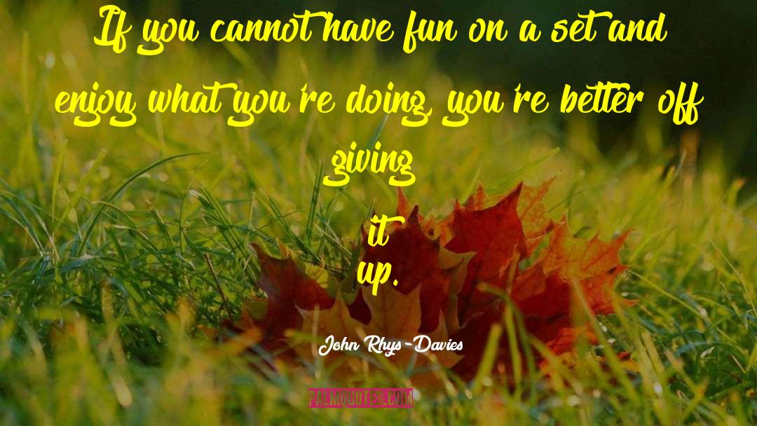 John Rhys-Davies Quotes: If you cannot have fun