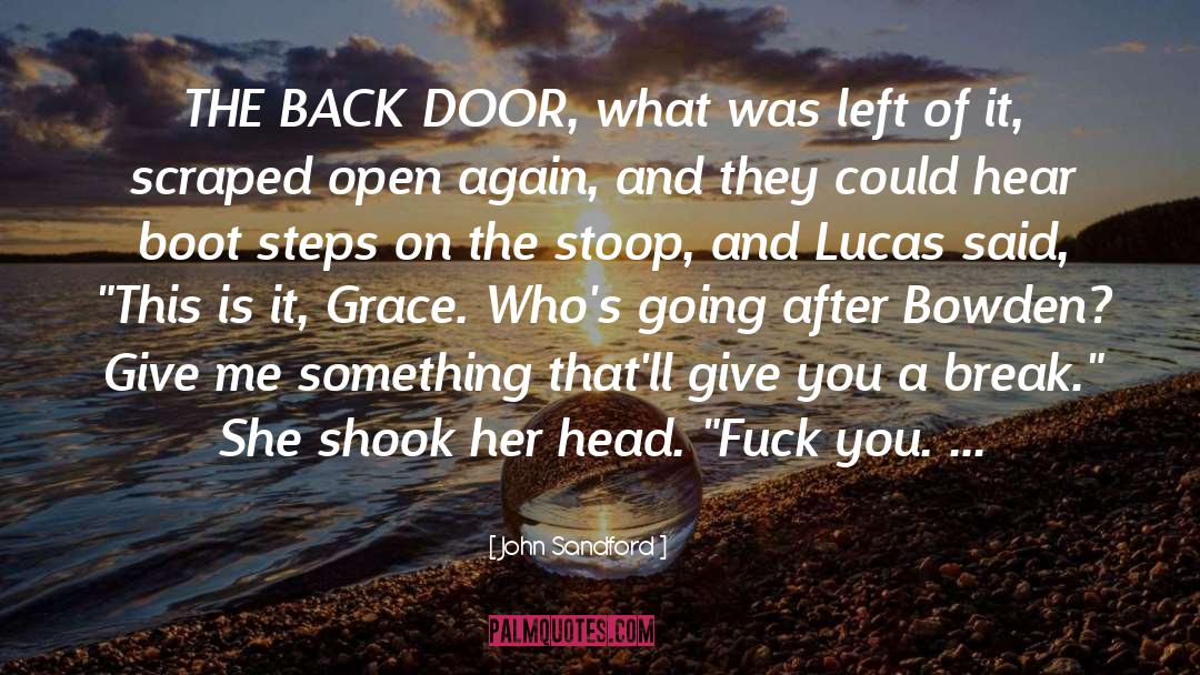 John Sandford Quotes: THE BACK DOOR, what was