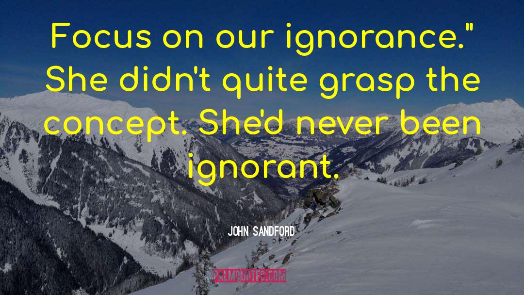 John Sandford Quotes: Focus on our ignorance.