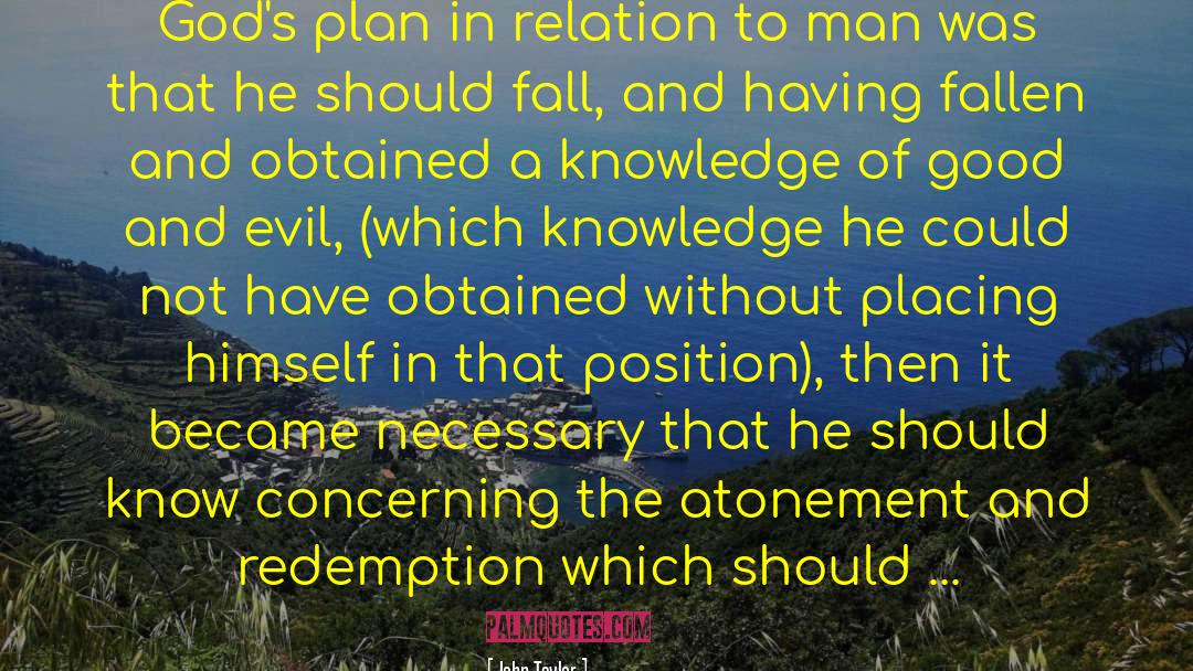 John Taylor Quotes: God's plan in relation to