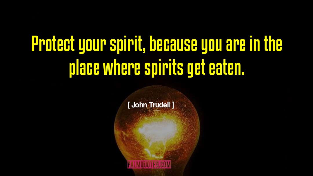 John Trudell Quotes: Protect your spirit, because you