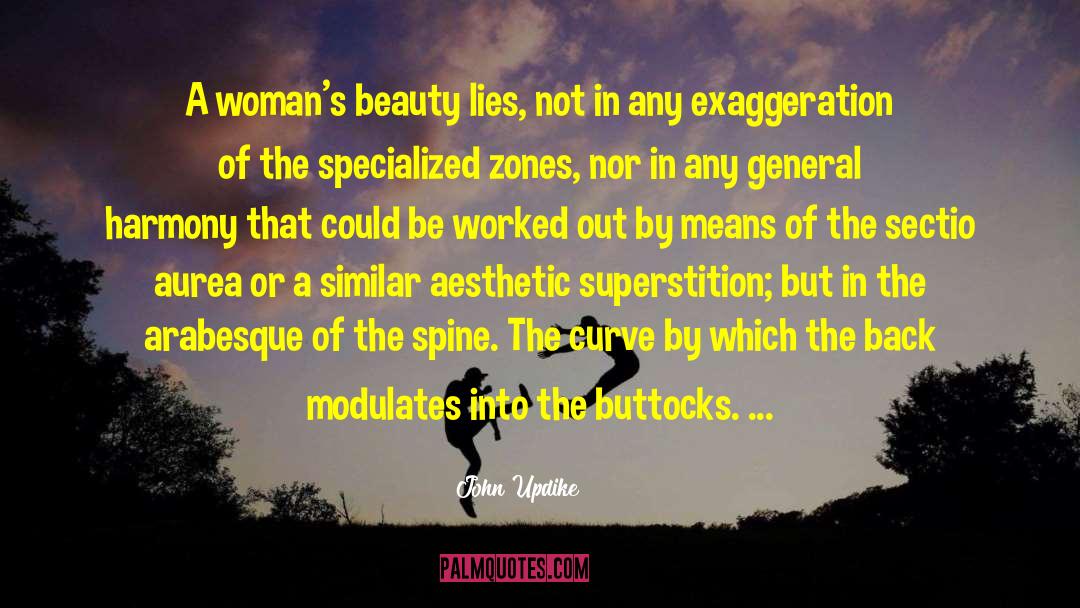 John Updike Quotes: A woman's beauty lies, not