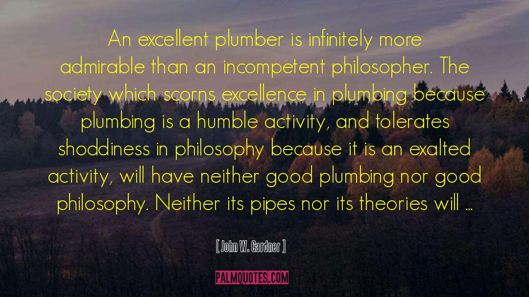 John W. Gardner Quotes: An excellent plumber is infinitely