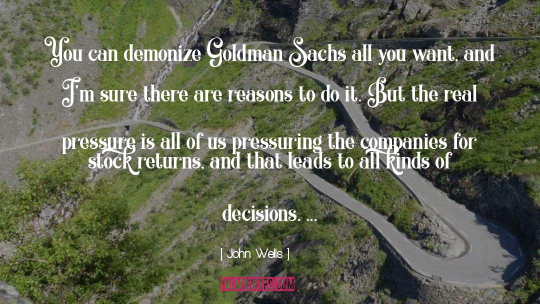 John Wells Quotes: You can demonize Goldman Sachs