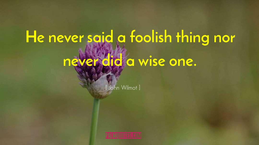 John Wilmot Quotes: He never said a foolish