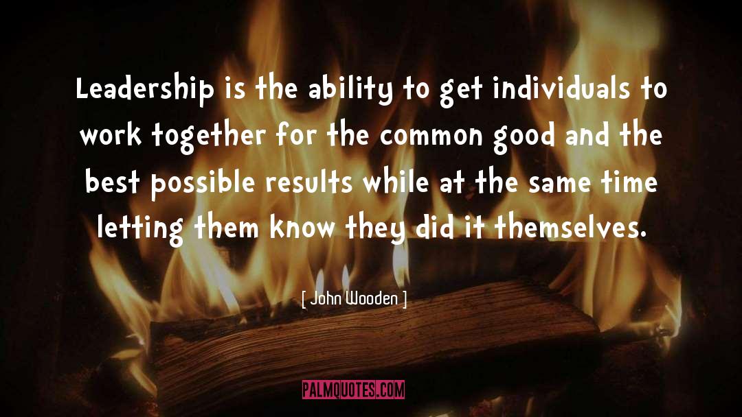 John Wooden Quotes: Leadership is the ability to