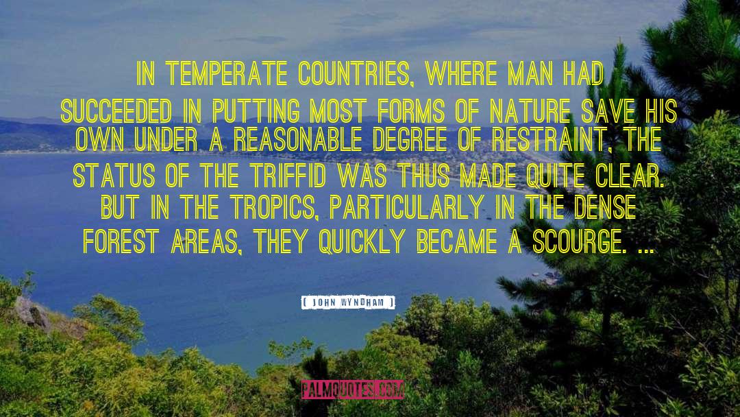 John Wyndham Quotes: In temperate countries, where man