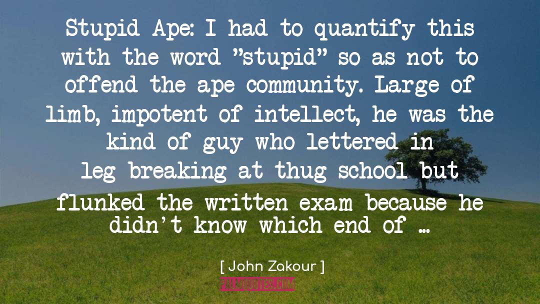 John Zakour Quotes: Stupid Ape: I had to