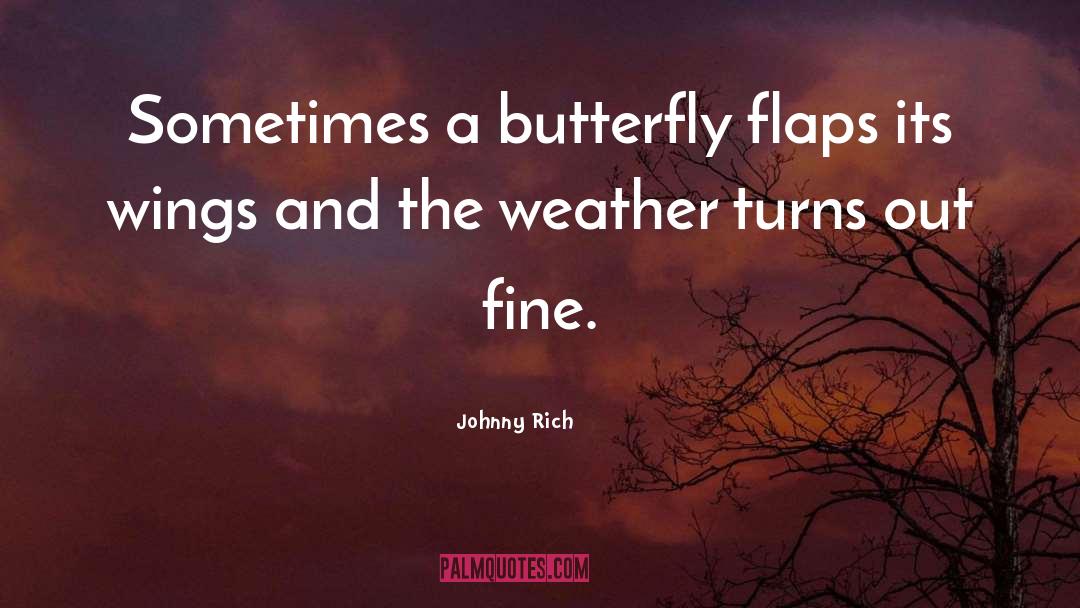 Johnny Rich Quotes: Sometimes a butterfly flaps its