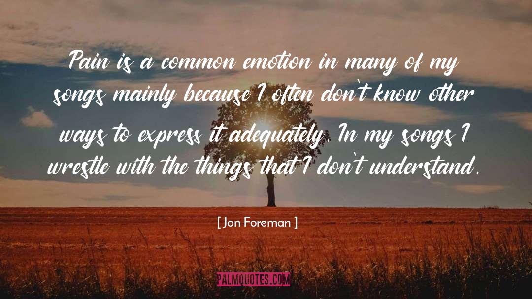 Jon Foreman Quotes: Pain is a common emotion