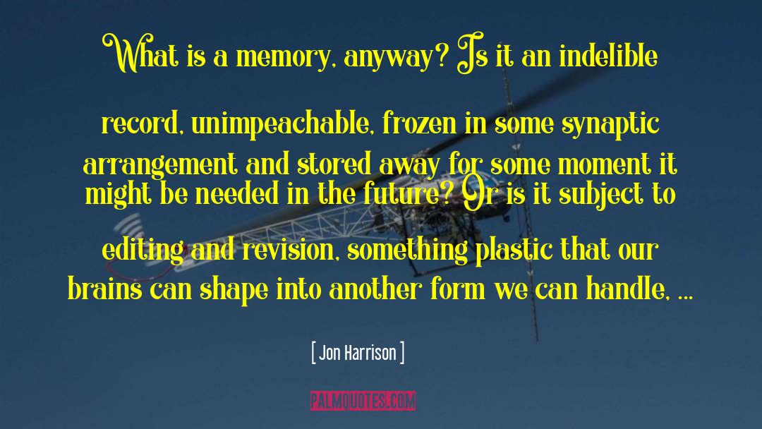 Jon Harrison Quotes: What is a memory, anyway?