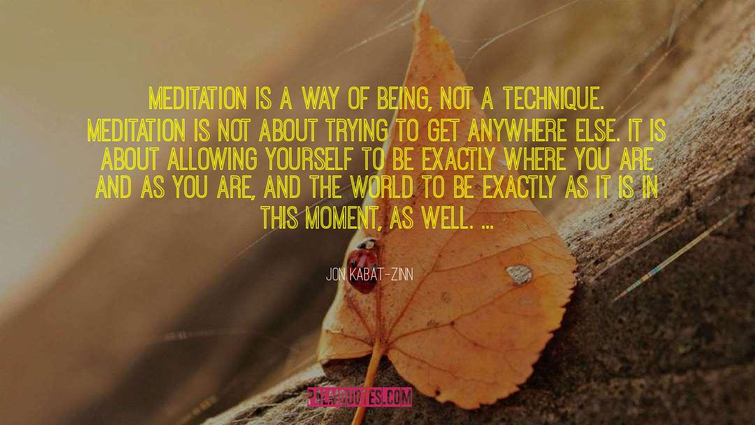 Jon Kabat-Zinn Quotes: Meditation is a way of
