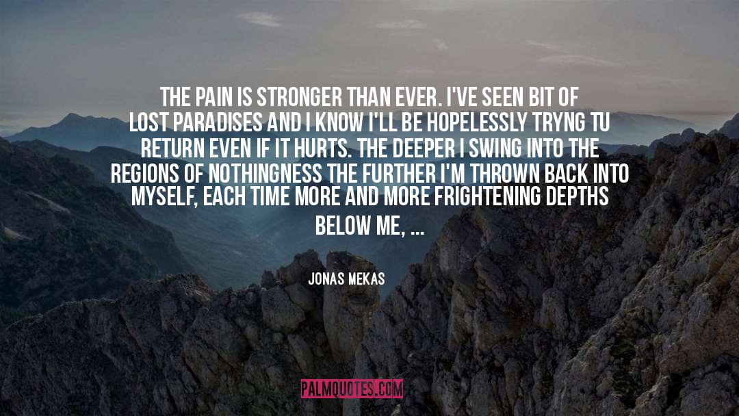 Jonas Mekas Quotes: The pain is stronger than