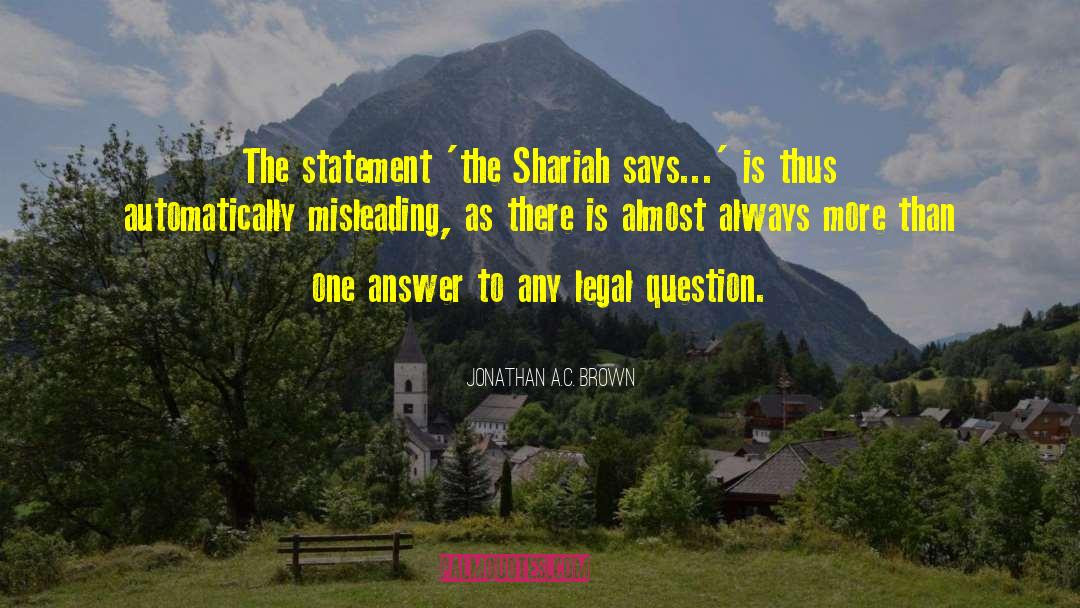 Jonathan A.C. Brown Quotes: The statement 'the Shariah says...'