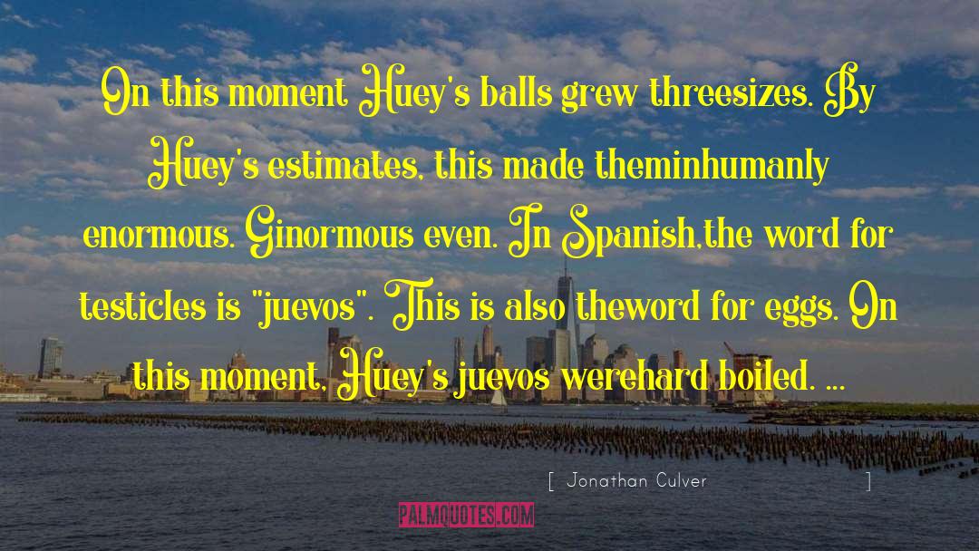 Jonathan Culver Quotes: On this moment Huey's balls