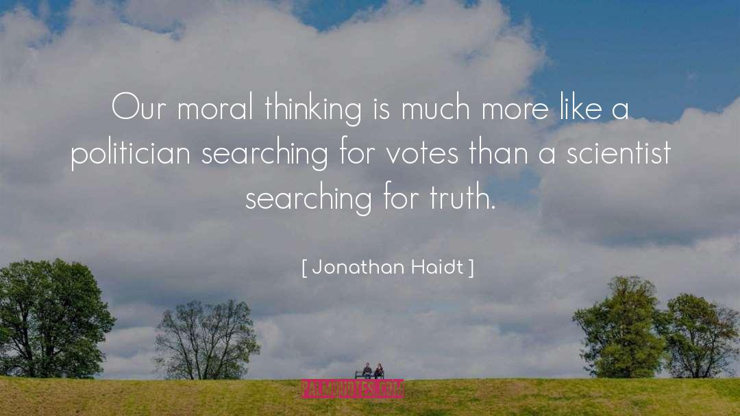Jonathan Haidt Quotes: Our moral thinking is much