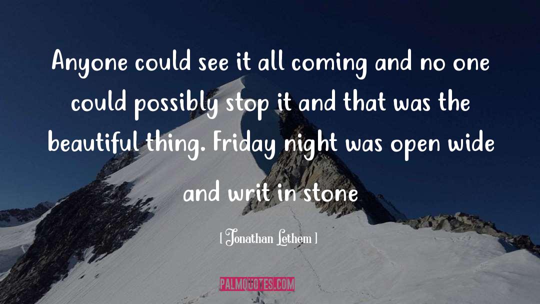 Jonathan Lethem Quotes: Anyone could see it all