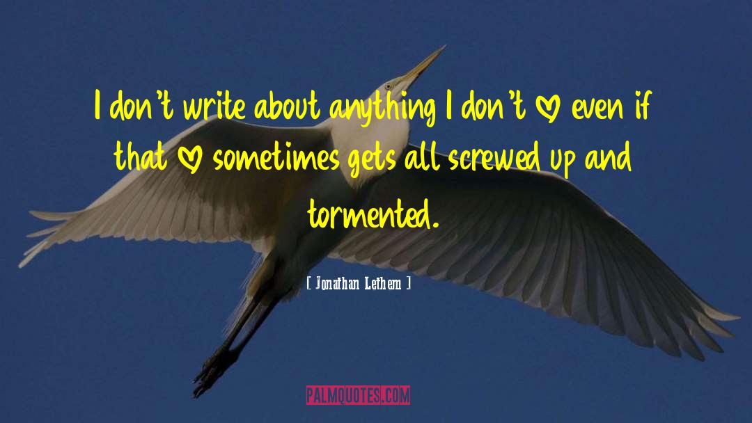Jonathan Lethem Quotes: I don't write about anything