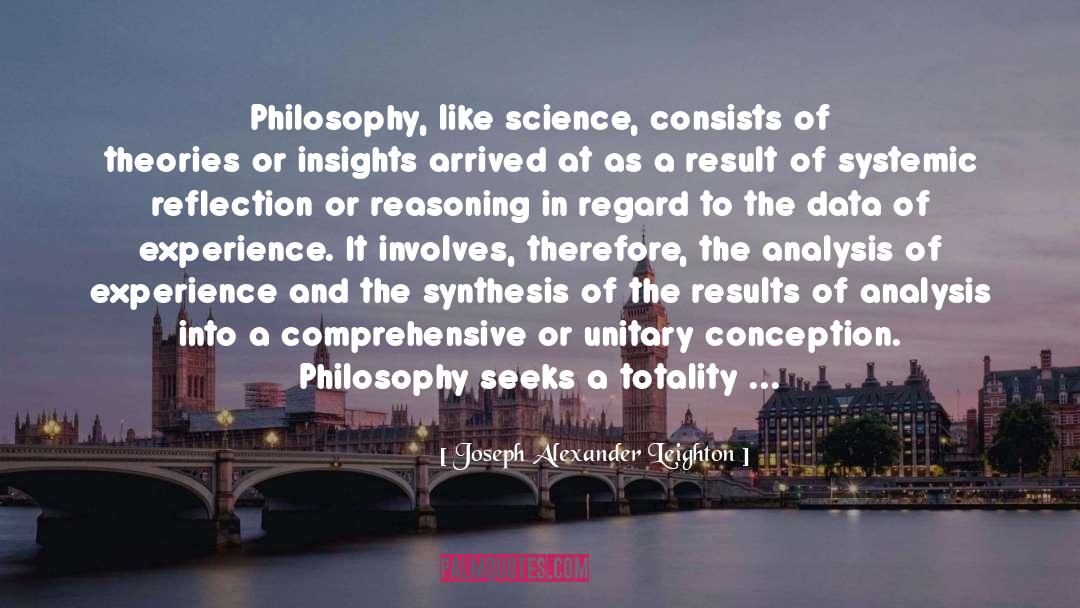 Joseph Alexander Leighton Quotes: Philosophy, like science, consists of