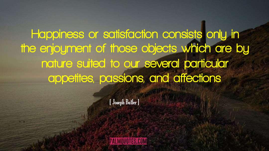 Joseph Butler Quotes: Happiness or satisfaction consists only