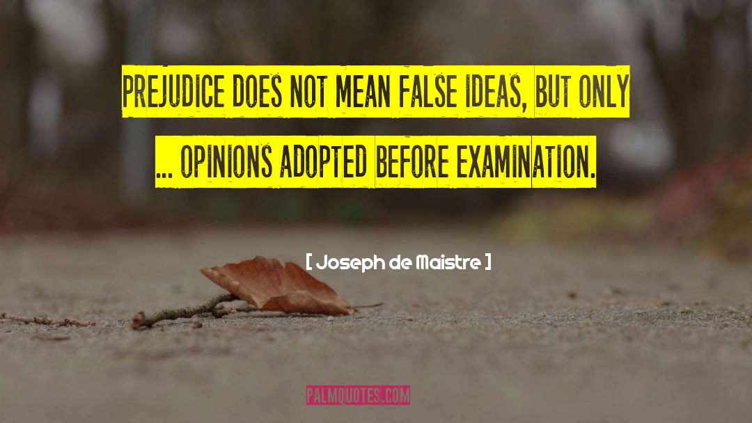 Joseph De Maistre Quotes: Prejudice does not mean false