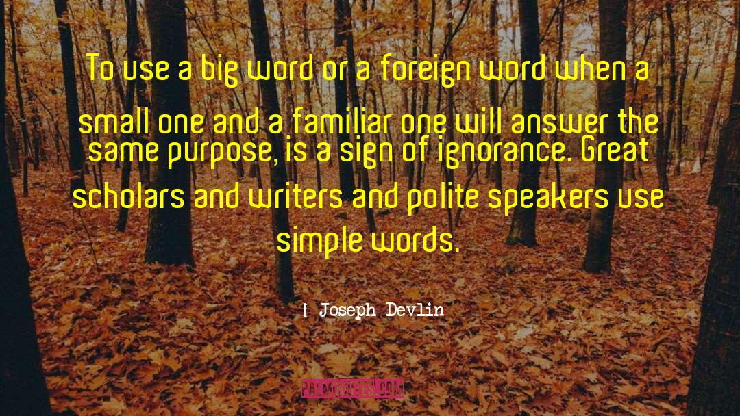 Joseph Devlin Quotes: To use a big word