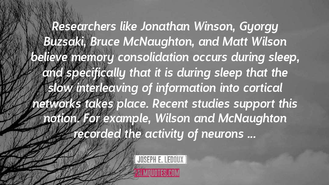 Joseph E. Ledoux Quotes: Researchers like Jonathan Winson, Gyorgy