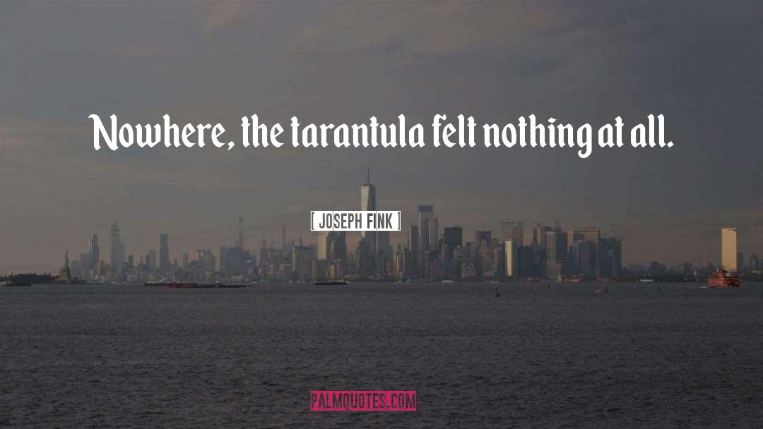 Joseph Fink Quotes: Nowhere, the tarantula felt nothing