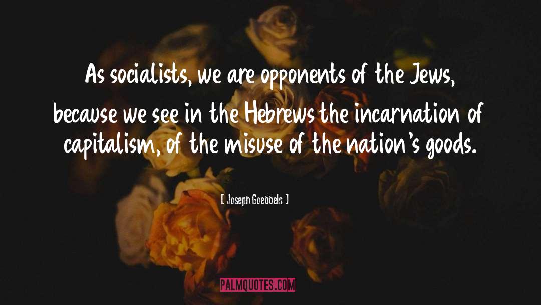 Joseph Goebbels Quotes: As socialists, we are opponents