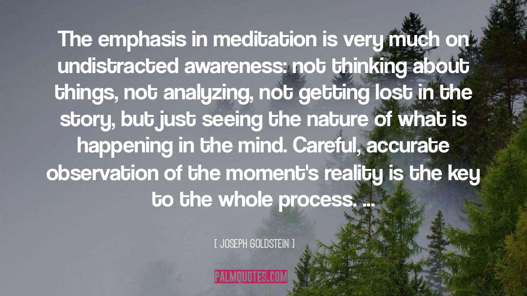 Joseph Goldstein Quotes: The emphasis in meditation is